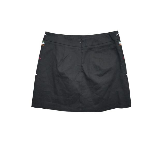 Lulus Black Mini Skirt Large Floral Embroidered Boho Festival Scalloped Hem - Picture 2 of 4